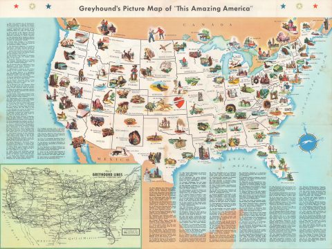 1946 Greyhound Pictorial Map of the United States