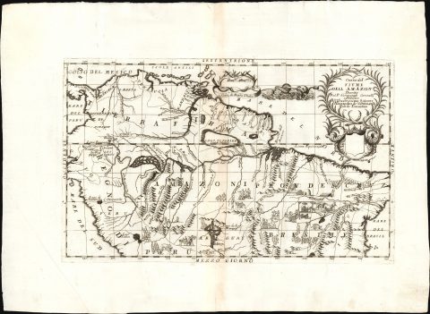 1689 Coronelli Map of the Amazon River and Northern South America