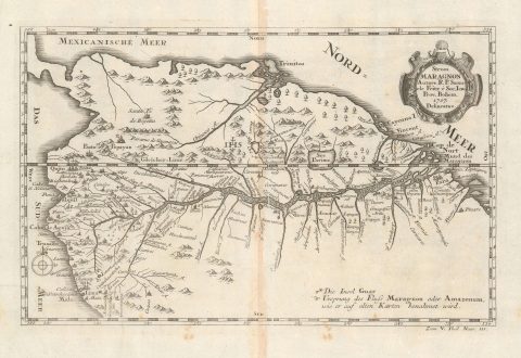 1728 Stöcklein Map of the Amazon based on its Earliest Firsthand Mapping