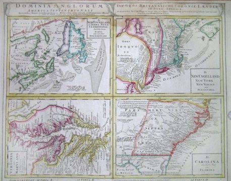 1730 Homann Map of the English Colonies in America (United States)