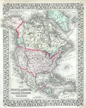 1874 Mitchell Map of North America & the United States