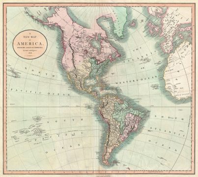 1806 Cary Map of the Western Hemisphere ( North America and South America )