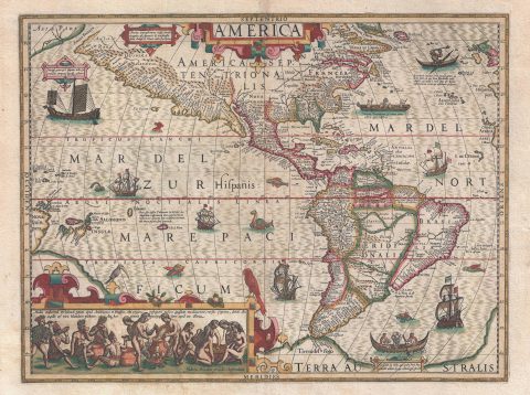 1606 Hondius Map of America