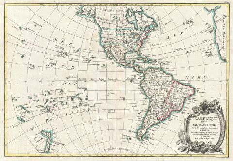 1783 Janvier Map of North America and South America