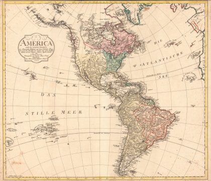 1796 Mannert Map of North America and South America