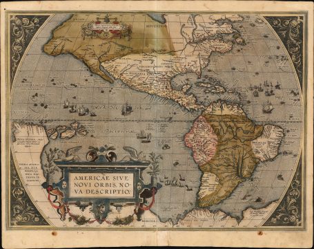 1587 / 1589 Ortelius Map of America (English Colonies in North America)