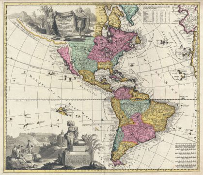 1709 Zurner Map of South and North America