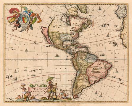 1658 Visscher Map of North America and South America