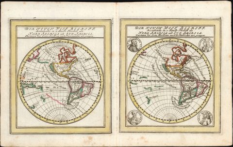 1716 Bodenehr / Stridbeck Comparative Map of America and the Pacific