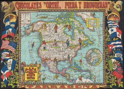 1940 Chocolates Orthi Trading Card Pictorial Map of North America (complete)