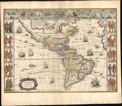 1617 / 1640 Willem Blaeu Map of America: Third State, Superb Original Color