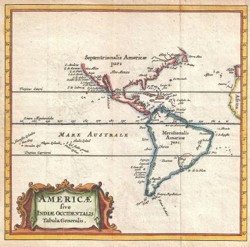 1661 Cluver Map of North America and South America