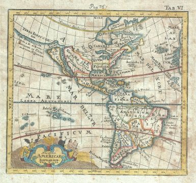 1742 Hederichs Map of America (North America, South America), insular California