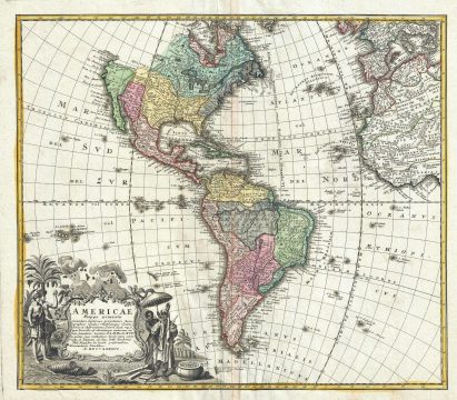 1746 Homann Heirs Map of North America and South America
