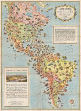 1930 Pictorial Map of North America and South America