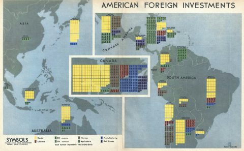 1923 Fortune Magazine Infographic World Map of American Investment