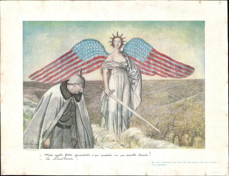 1918 Faivre Propaganda Broadside: U.S. Entry into World War I