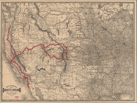 1888 Crofutt Map of the Western United States w/ Railroad Tours