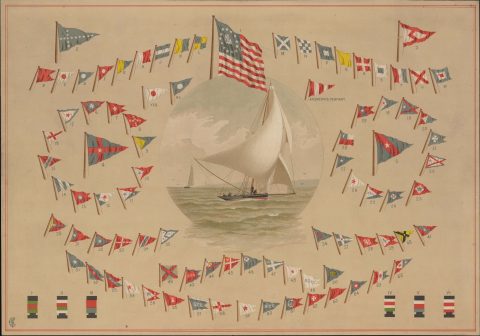 1884 Cozzens / Scribner Chromolithograph American Yacht Signal Chart