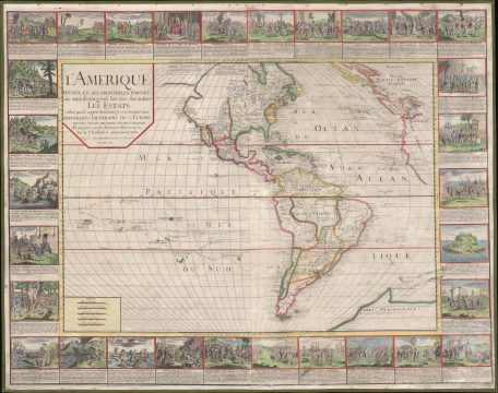 1752 Baillieul Wall Map of the Americas
