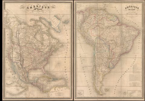 1851 / 1849 Dufour Map Pair of North America and South America