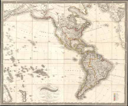 1818 Fried Folding Map of the Americas, Ephemeral Borders