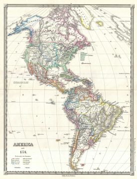 1855 Spruner Map of the Americas since 1776