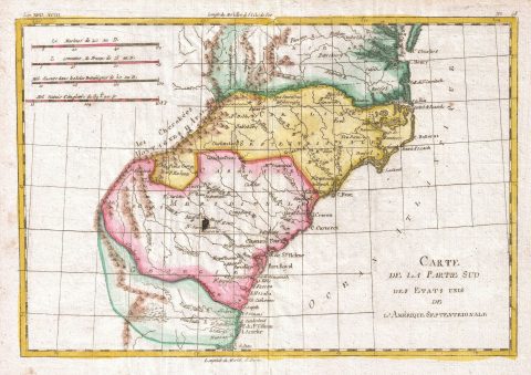 1780 Raynal and Bonne Map of Southern United States