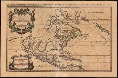 1674 Jaillot Map of North America (first edition) (California as an Island)