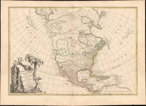 1762 Janvier Map of North America (Sea of the West, First Edition)