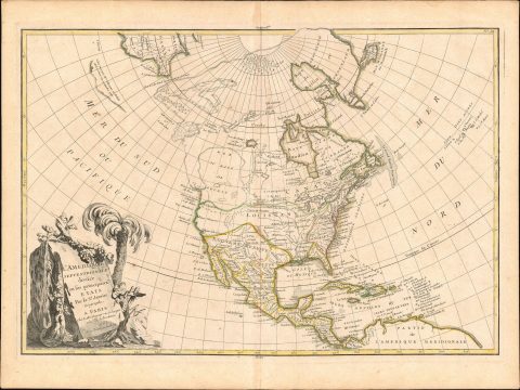 1762 Janvier Map of North America (Sea of the West, First Edition)
