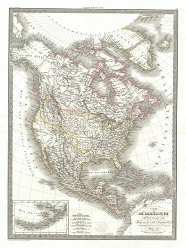 1830 Lapie Map of North America and the United States