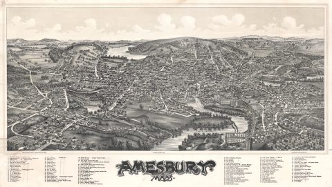 1890 Burleigh / Norris Bird's-Eye View of Amesbury, Massachusetts