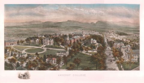 1915 Rummell Bird's-Eye View of Amherst College, Massachusetts