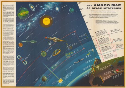 1958 De Reyna Pictorial Map from the Beginning of the Space Race