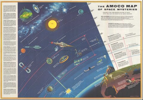 1958 De Reyna Pictorial Map from the Beginning of the Space Race