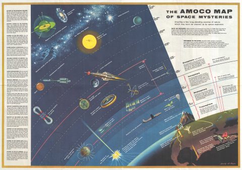 1958 De Reyna Pictorial Map from the Beginning of the Space Race