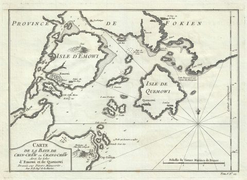 1764 Bellin Map of Amoy (Xiamen) and Fokien (Fujian), China