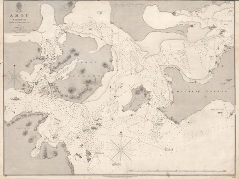 1846 British Admiralty Nautical Chart or Map of Xiamen (Amoy), China