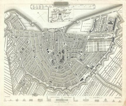 1835 S.D.U.K. Subscriber's Edition Map or City Plan of Amsterdam, Netherlands