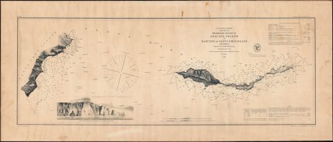 1856 U.S.C.S. Nautical Chart / Map of Anacapa Island, Channel Islands National Park, California