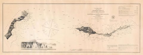 1856 U.S.C.S. Nautical Chart / Map of Anacapa Island, Channel Islands National Park, California