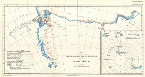 1904 Antarctic Expedition Map of Victoria Land and King Edward VII Land, Antarctica