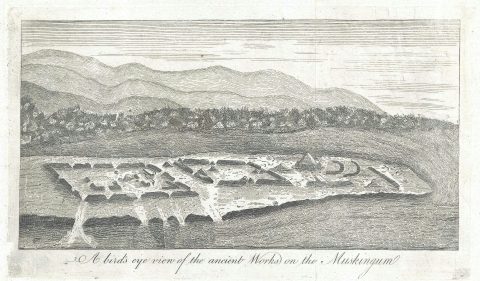 1805 Harris View of the Ancient Works along the Muskingum River, Ohio