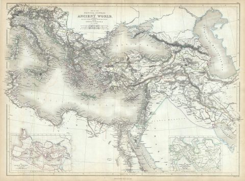 1844 Black Map of the Ancient World and the Empire of Alexander the Great