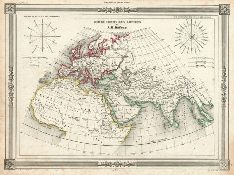 1852 Dufour Map of The Ancient World (Europe, Asia, Africa)