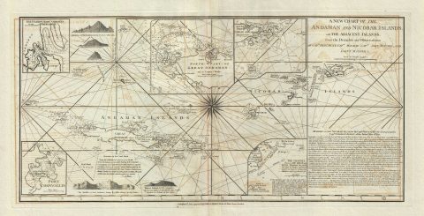 1799 Laurie and Whittle Nautical Chart or Map of the Andaman and Nicobar Islands, India