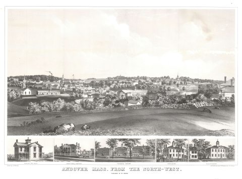 1857 View of Andover, Massachusetts w/Andover Phillips Academy