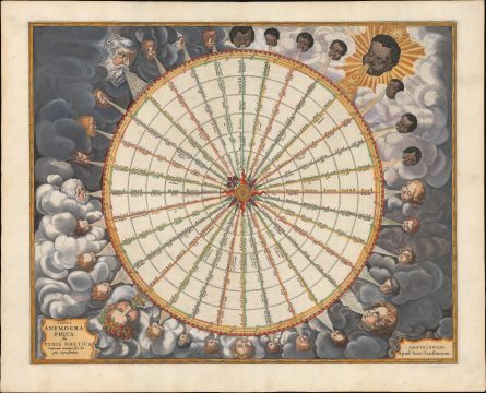1650 Jansson Wind Rose, Anemographic Chart, or Map of the Winds