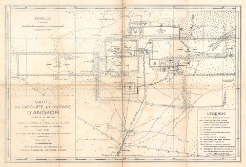 1930 Parmentier Plan or Map of Angkor, Cambodia